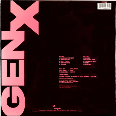 Gen X - Kiss Me Deadly - US LP 1981 (Chrysalis - PV 41327) Back Cover